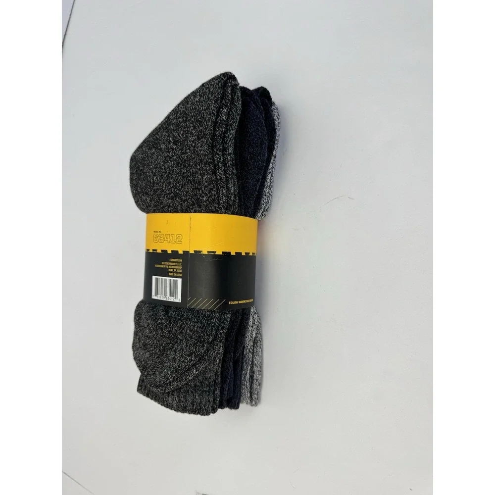 Mens Firm Grip Thermal Work Socks -‎ Large - 4 Pair - Poly/Cotton Crew Length